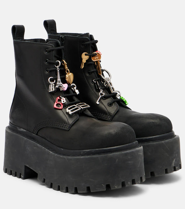  Balenciaga Balenciaga Embellished Leather Platform Combat Boots 