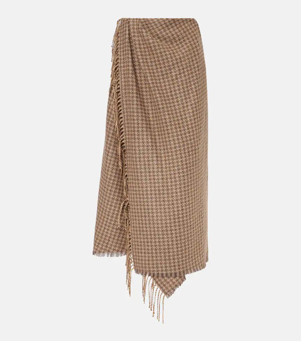  Balenciaga Balenciaga Houndstooth Wool-blend Wrap Skirt 