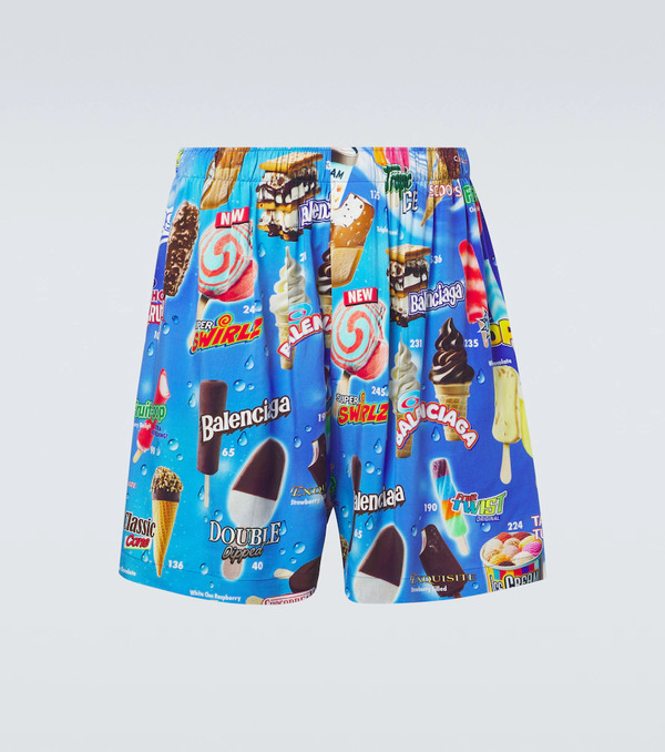  Balenciaga Balenciaga Printed Satin Shorts 
