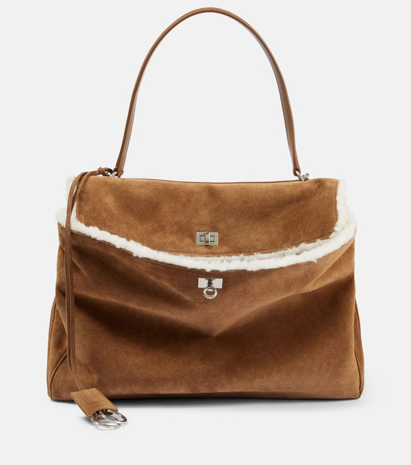  Balenciaga Balenciaga Rodeo Large Shearling-lined Suede Shoulder Bag 