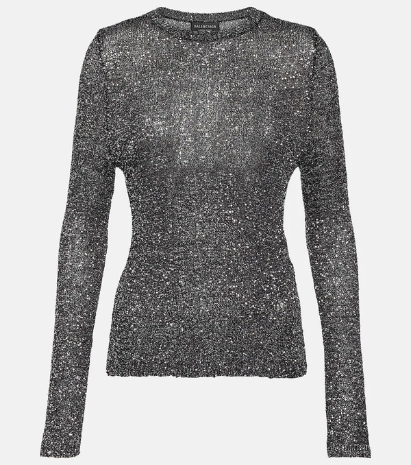  Balenciaga Balenciaga Sequined Metallic Knit Sweater 