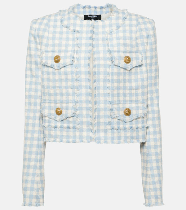  Balmain Balmain Checked Cotton-blend Tweed Jacket 