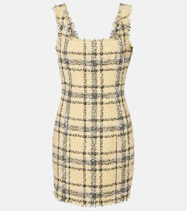  Balmain Balmain Checked Sequined Tweed Minidress 