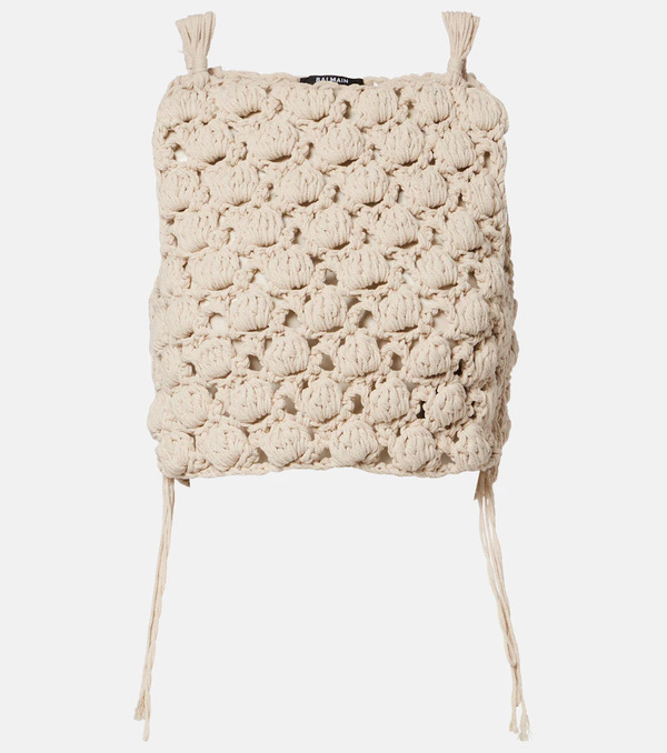  Balmain Balmain Crochet Cotton Crop Top 