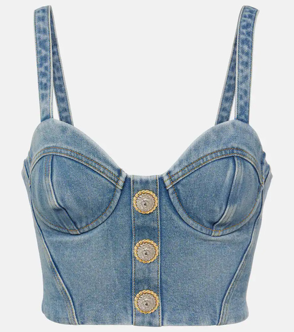  Balmain Balmain Cropped Denim Bustier 
