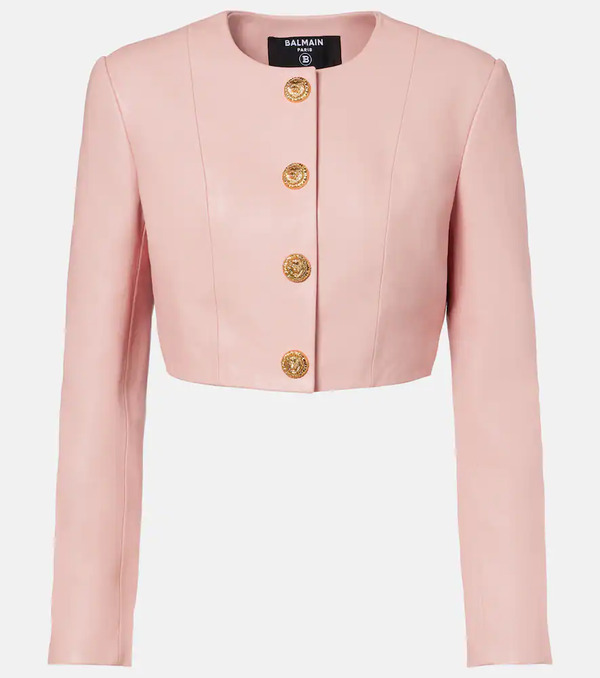  Balmain Balmain Cropped Leather Jacket 