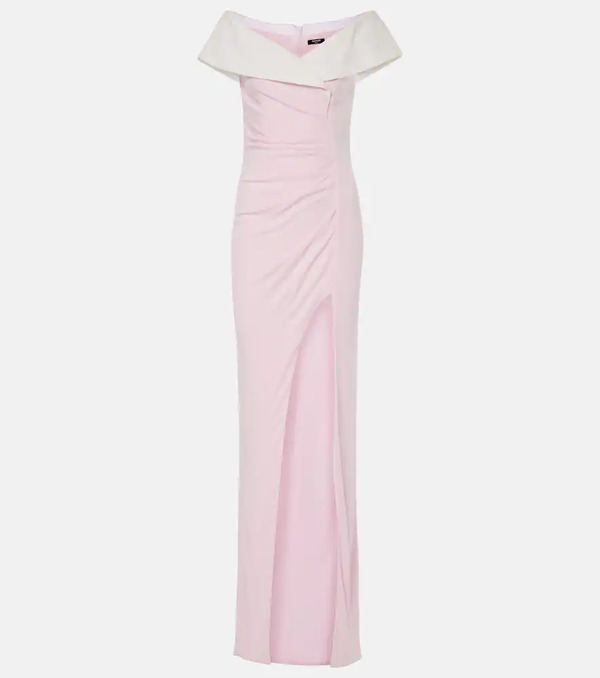  Balmain Balmain Draped Off-shoulder Jersey Gown 