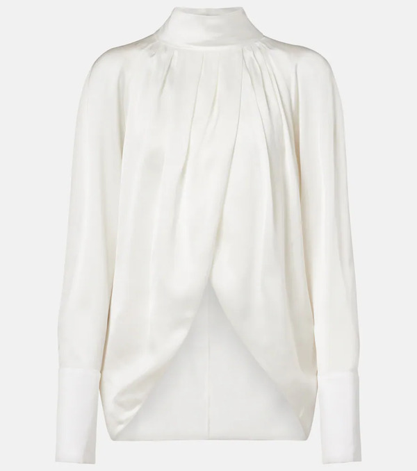  Balmain Balmain Draped Silk Satin Blouse 