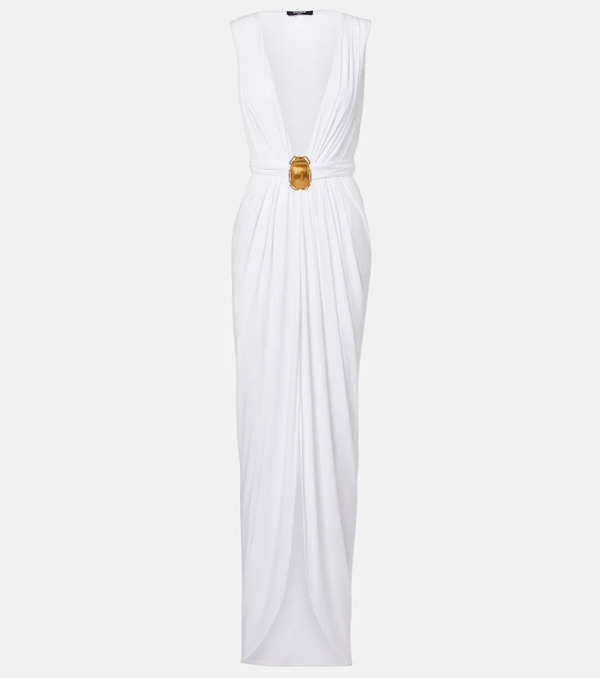  Balmain Balmain Embellished Jersey Maxi Dress 