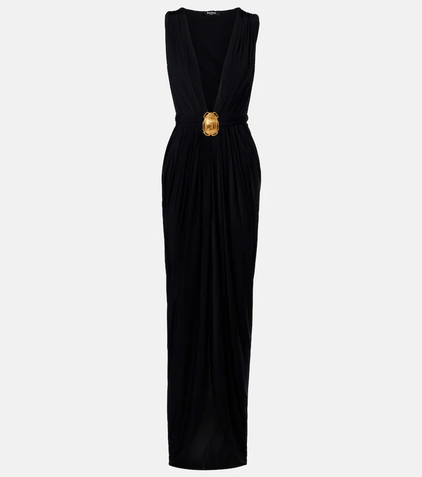  Balmain Balmain Embellished Jersey Maxi Dress 