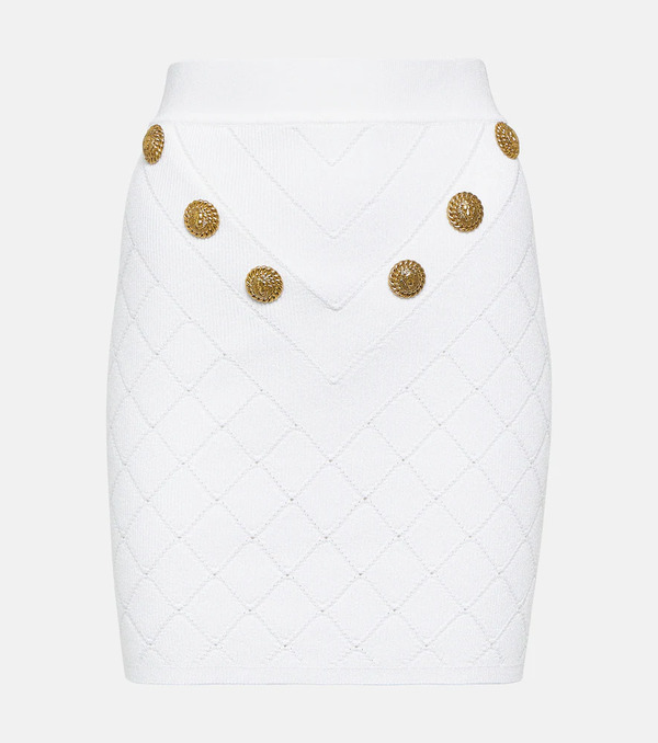  Balmain Balmain Embellished Ribbed-knit Miniskirt 