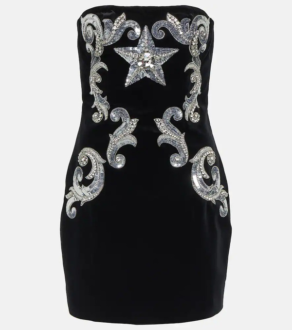  Balmain Balmain Embellished Velvet Minidress 
