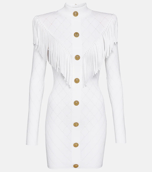  Balmain Balmain Fringed Knit Minidress 