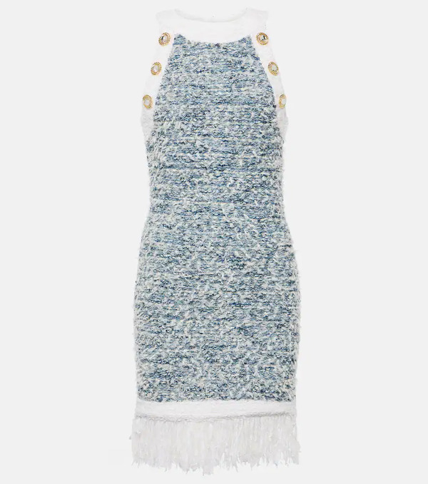  Balmain Balmain Fringed Tweed Minidress 