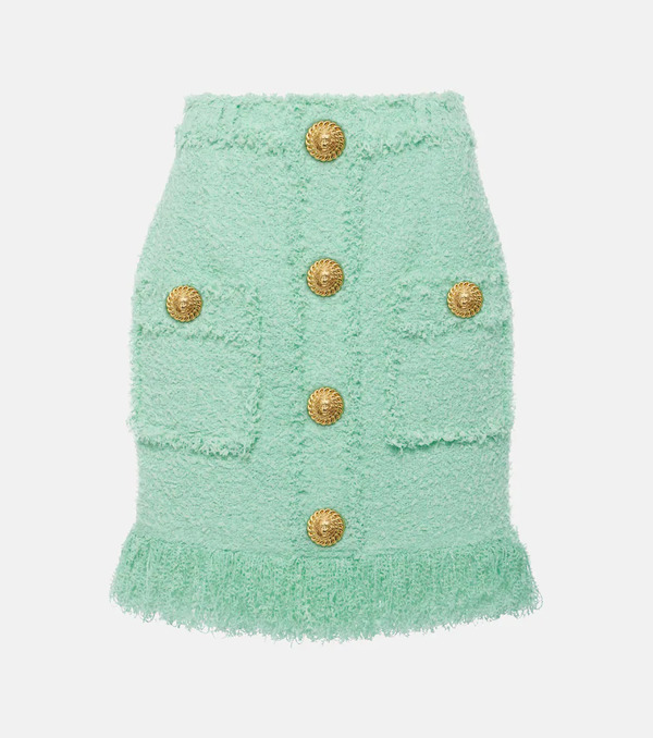  Balmain Balmain Fringed Tweed Miniskirt 