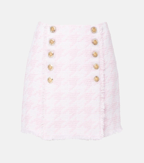  Balmain Balmain Houndstooth Cotton-blend Miniskirt 
