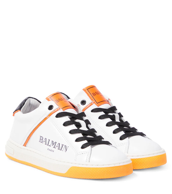  Balmain Kids Balmain Kids Logo Leather Sneakers 