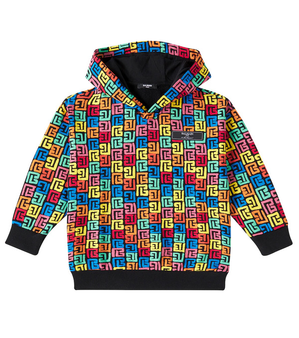  Balmain Kids Balmain Kids Monogram Cotton Jersey Hoodie 