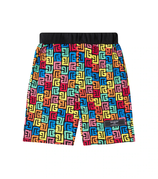  Balmain Kids Balmain Kids Monogram Cotton Jersey Shorts 