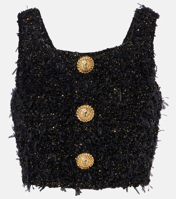  Balmain Balmain Lame Tweed Crop Top 
