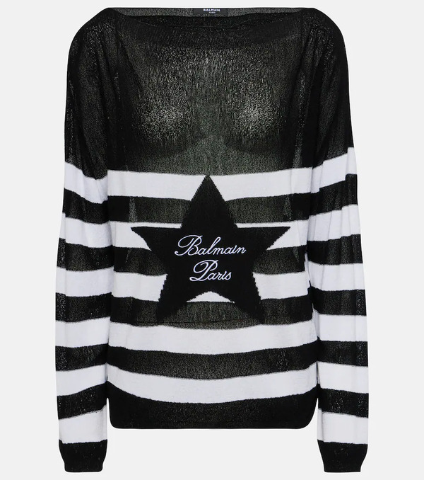  Balmain Balmain Logo Striped Sweater 