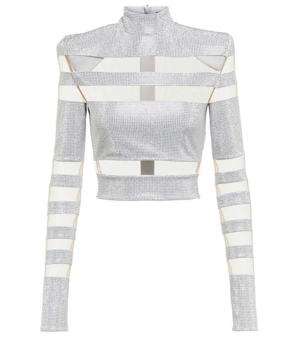  Balmain Balmain Mesh-paneled Embellished Top 