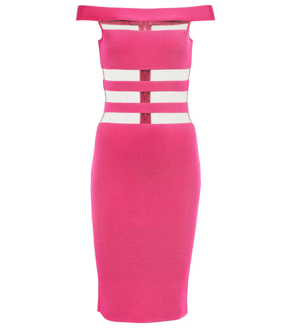  Balmain Balmain Off-shoulder Mesh-paneled Minidress 