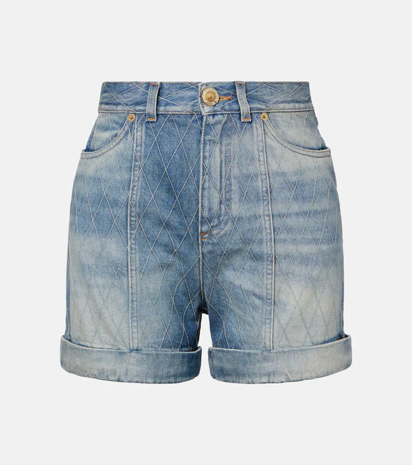  Balmain Balmain Patterned Denim Shorts 