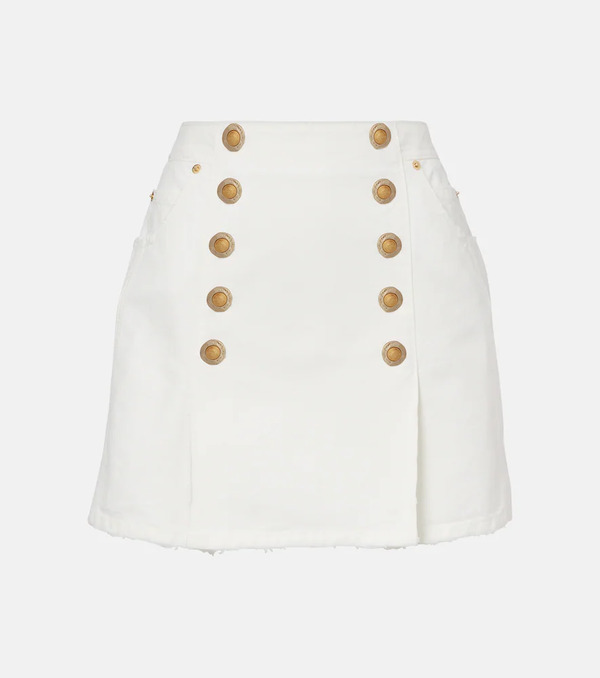  Balmain Balmain Pleated Cotton Canvas Miniskirt 