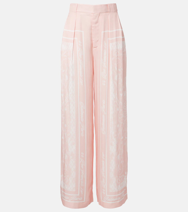  Balmain Balmain Printed Satin Palazzo Pants 