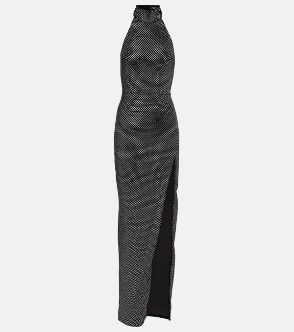  Balmain Balmain Rhinestone-embellished Velvet Maxi Dress 