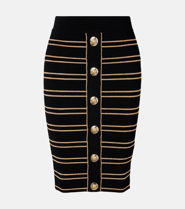  Balmain Balmain Ribbed-knit Striped Miniskirt 