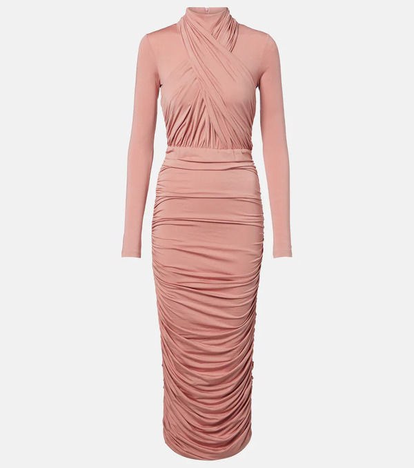  Balmain Balmain Ruched Jersey Midi Dress 