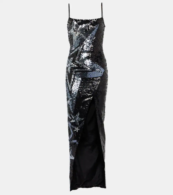  Balmain Balmain Sequined Side-slit Maxi Dress 