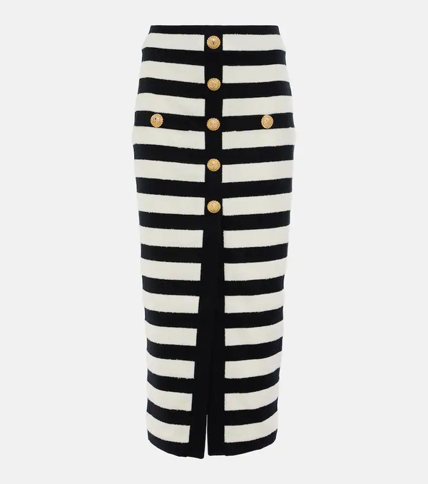  Balmain Balmain Striped Midi Skirt 