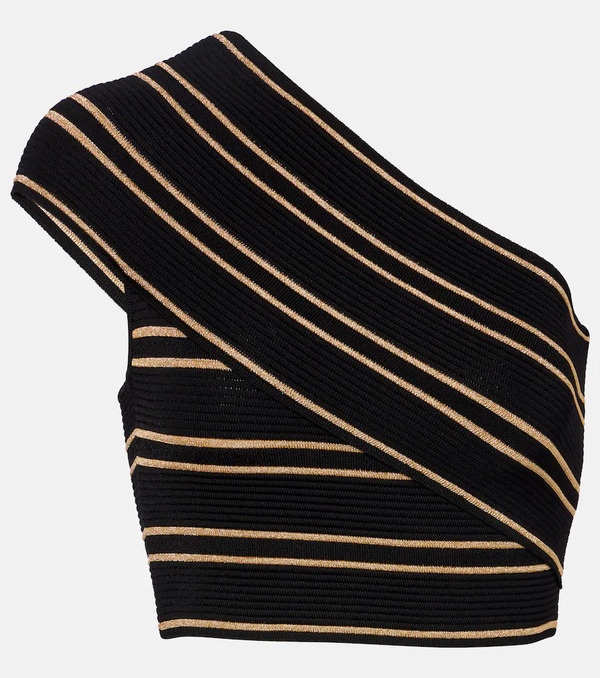  Balmain Balmain Striped One-shoulder Crop Top 