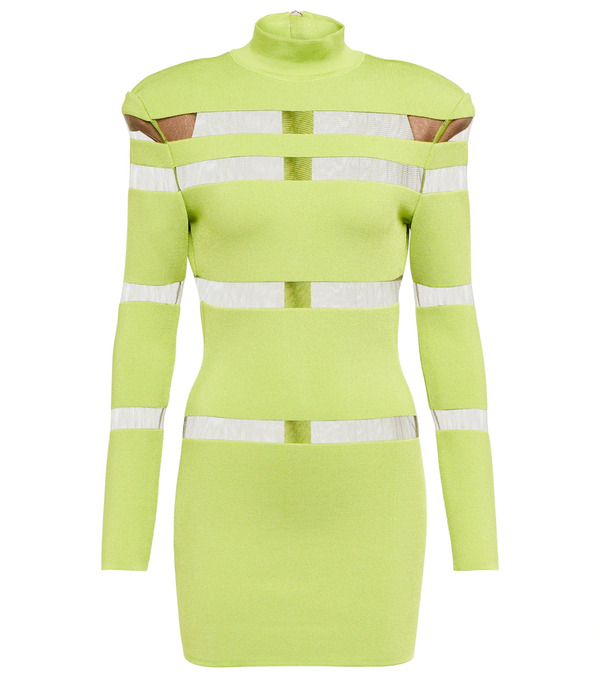  Balmain Balmain Turtleneck Mesh-paneled Minidress 