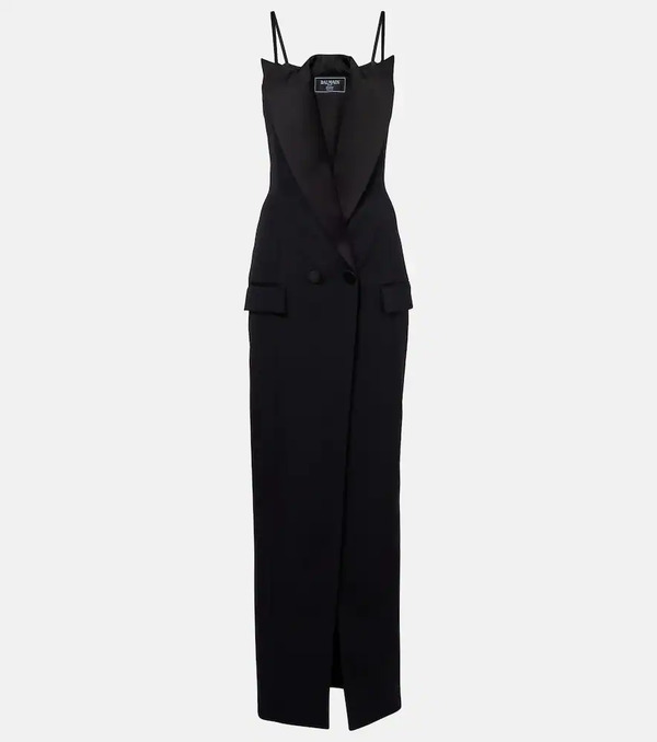  Balmain Balmain Wool Grain De Poudre Gown 