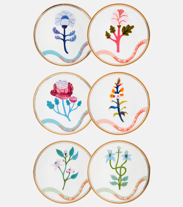  Bitossi Bitossi Flowers Set Of 6 Dessert Plates 