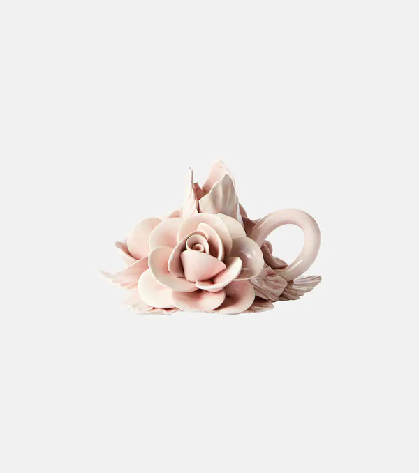  Bitossi Bitossi Set Of 2 Floral Ceramic Candleholders 