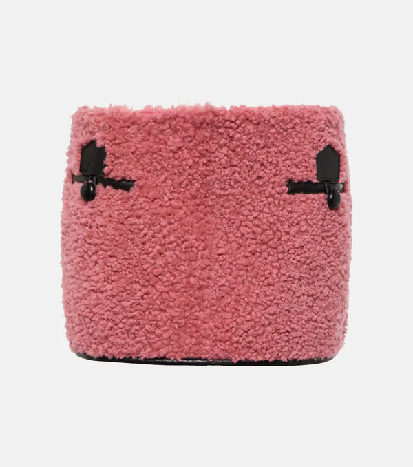  Blancha Blancha Leather-trimmed Shearling Miniskirt 