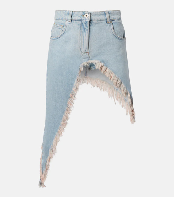  Blumarine Blumarine Asymmetric Distressed Denim Miniskirt 
