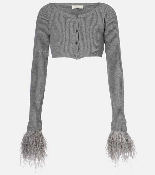  Blumarine Blumarine Cropped Ribbed-knit Wool Cardigan 