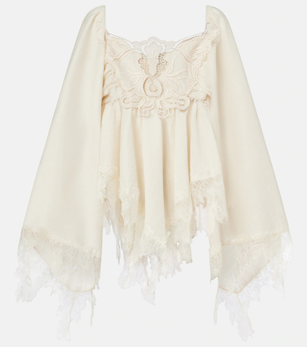  Blumarine Blumarine Embroidered Lace-trimmed Blouse 