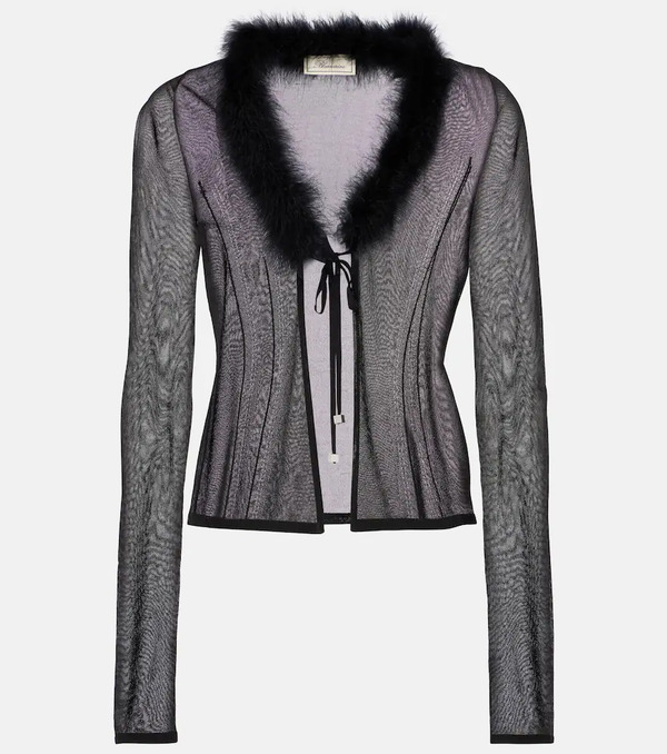  Blumarine Blumarine Feather-trimmed Cardigan 