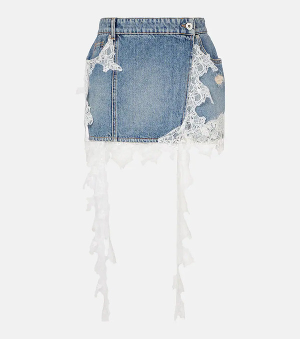  Blumarine Blumarine Lace-trimmed Denim Miniskirt 