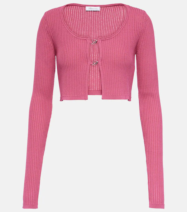  Blumarine Blumarine Logo Ribbed-knit Cropped Cardigan 