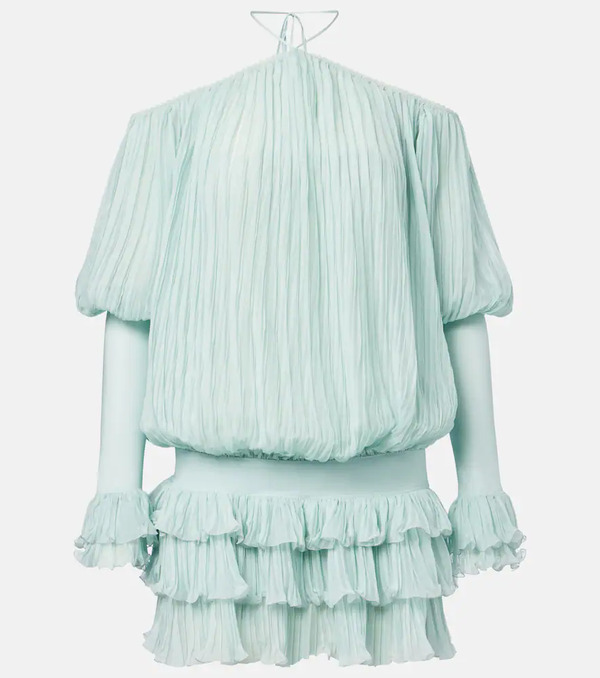  Blumarine Blumarine Plisse Silk Chiffon Minidress 