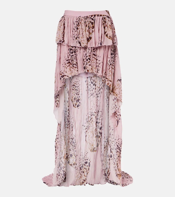  Blumarine Blumarine Printed Asymmetric Georgette Maxi Skirt 