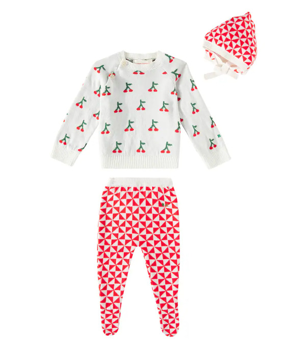  Bobo Choses Bobo Choses Baby Cherry Sweatshirt, Pants, And Hat Set 